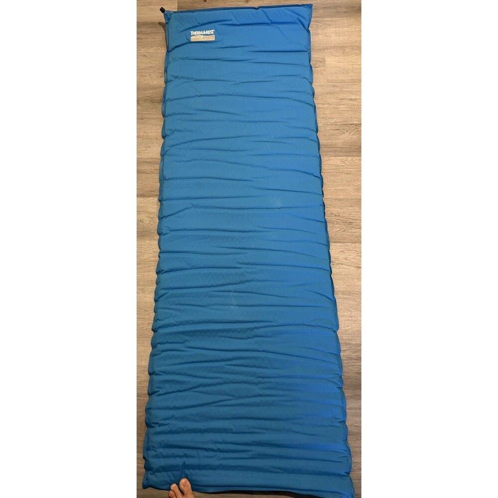 VTG Therm A Rest Light Blue & Brown Air Fill Sleeping Camping Pad 25” W - 77” L